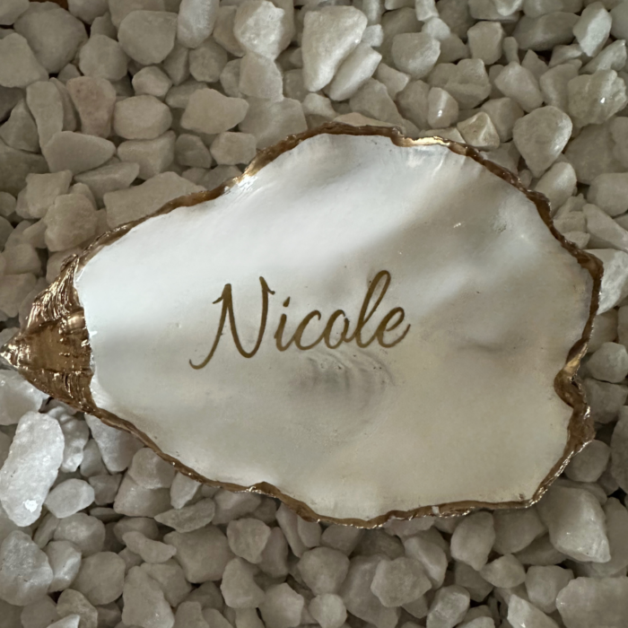 Gepersonaliseerde oester wit met goud